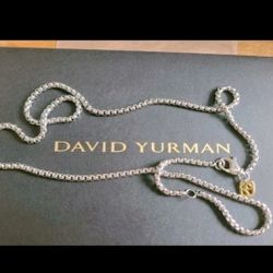 David Yurman Box Chain Necklace Adjustable  20-22" Long 2mm Thick 