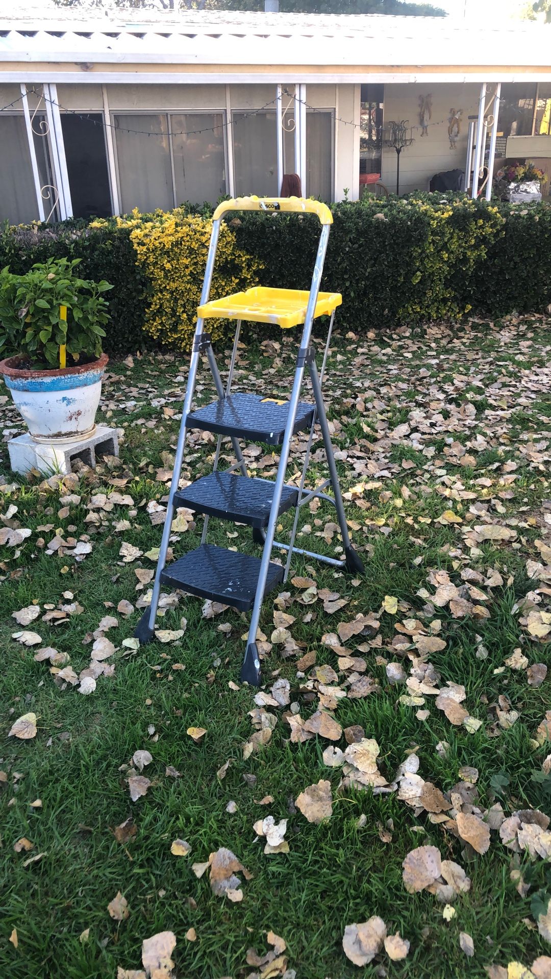 Cosco Max Steel 3-Step Folding Step Ladder with Work Platform