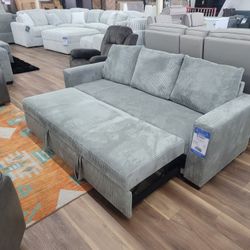 New Sleeper Sofa In Fog Corduroy 