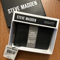 Steve Madden Men’s Bifold Black Leather Passcase Wallet S2B186/PASS