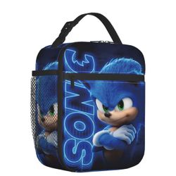 Sonic Lunch Bag Cartoon Lunch Box Reusable Insulated Lunch Tote for Boys Girls Meal Bag For School Office Work Hiking Picnic 