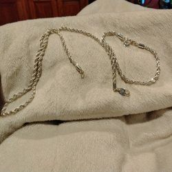 925 Sterling Silver Necklace and Bracelet Rope Chain 