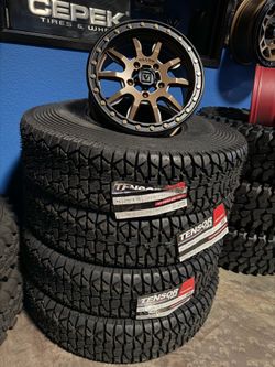 Super-Sale VALOR 15x7 bronze wheels & 35x10-R15 Tensor Regulator 2 tires for POLARIS KAWASAKI SPEED UTV SEGWAY CFMOTO 5 Lug UTV SXS (We Finance)