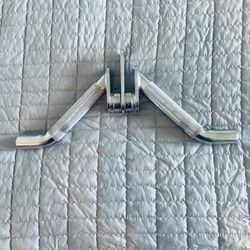 Chrome Cable Machine Handle – Angled Dual Grip Attachment