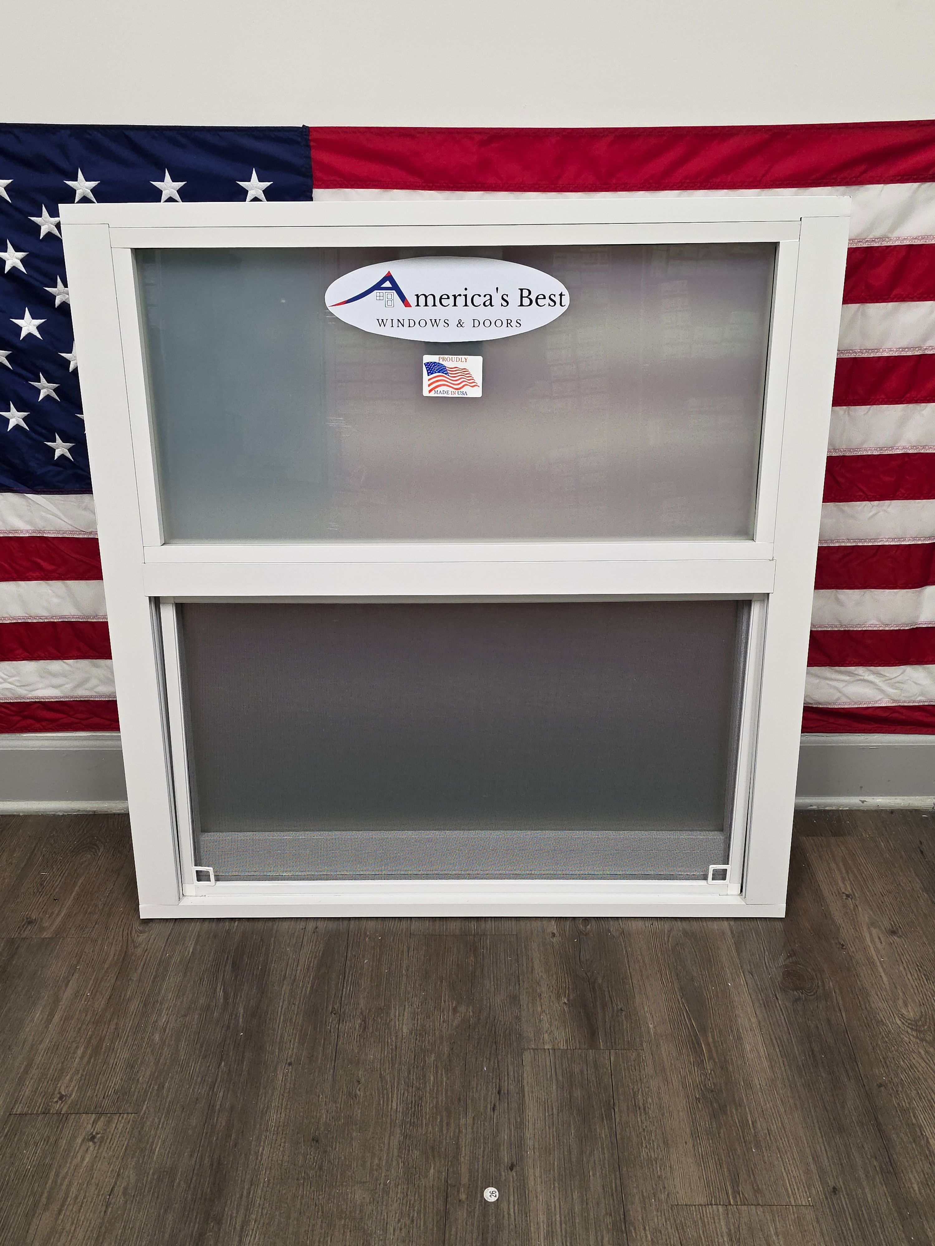 37 x 38 White Privacy 5/16 Impact Glass