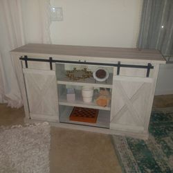 Beige Real Wood TV Stand 
