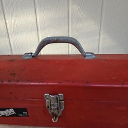 Vintage Red Disston 7319 "My Buddy" Metal Toolbox w/ Tray USA