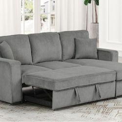 Brand New Grey Sectional Sofa Storage Sleeper 
