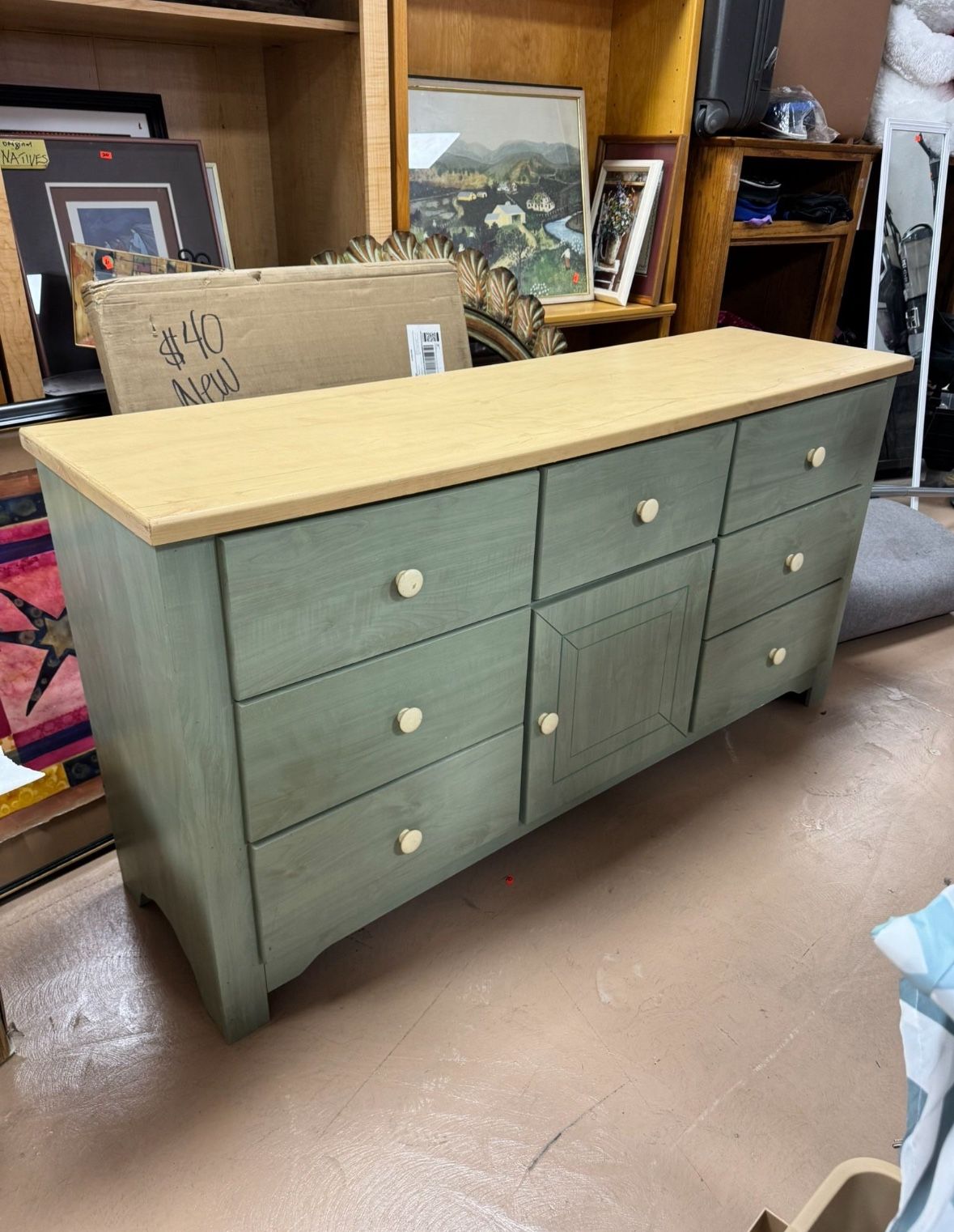 Charming 9-Drawer Dresser with Center Cabinet β Solid Wood