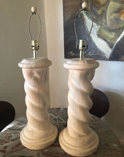 Vintage Postmodern/ Art Deco Spiral drip column table lamps