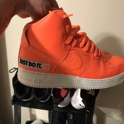 Bright Orange High Top Air Force Ones Size 12