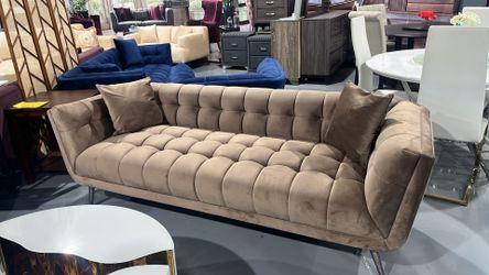 NEW SOFA SOFT BROWN VELVET 90x36