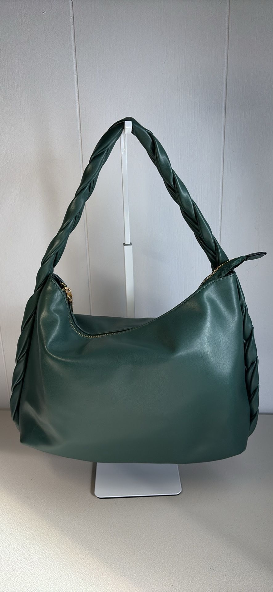 Jen & Co. Delilah Vegan Knotted Hobo bag in a green color, likely "Hunter Green"