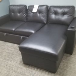 🥏LEATHER SLEEPER SECTIONAL 