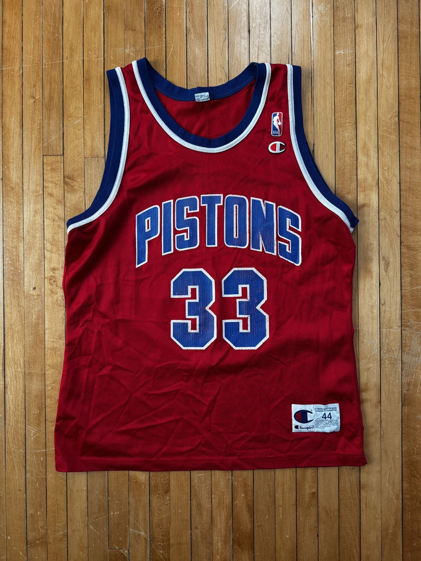 VTG 90s Champion Grant Hill Detroit Pistons Red Jersey Men's Sz. 44/L