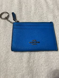 Coach Blue Leather Card Case Key Ring