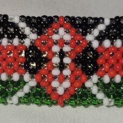 Handmade African Beaded Pin With Kenyan Flag 1"×2" Multi Color, Brand New 
