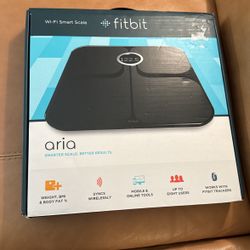 FitBit Aria FB201B Wi-Fi Smart Scale Digital Black Body Fat BMI 