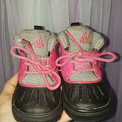 Size 4 Pink and black ACG boots 