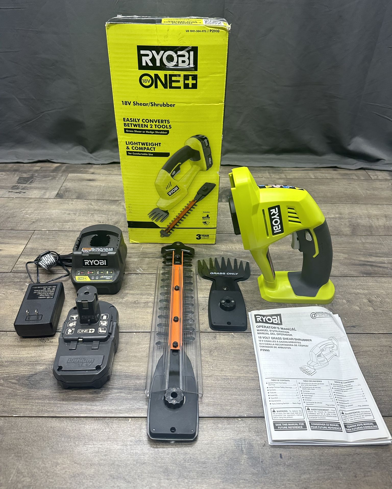 RYOBI ONE 18V Cordless Battery Grass Shear and Shrubber Trimmer with 1.3 Ah Battery and Charger for Sale in San Diego CA OfferUp