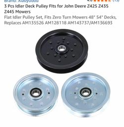 3Pcs Flat Idler Pulley For John Deere Z425 Z435 Z445 with 48" 54" Deck AM135526
