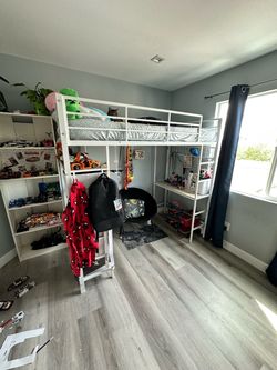White Metal Loft Twin Bed Frame