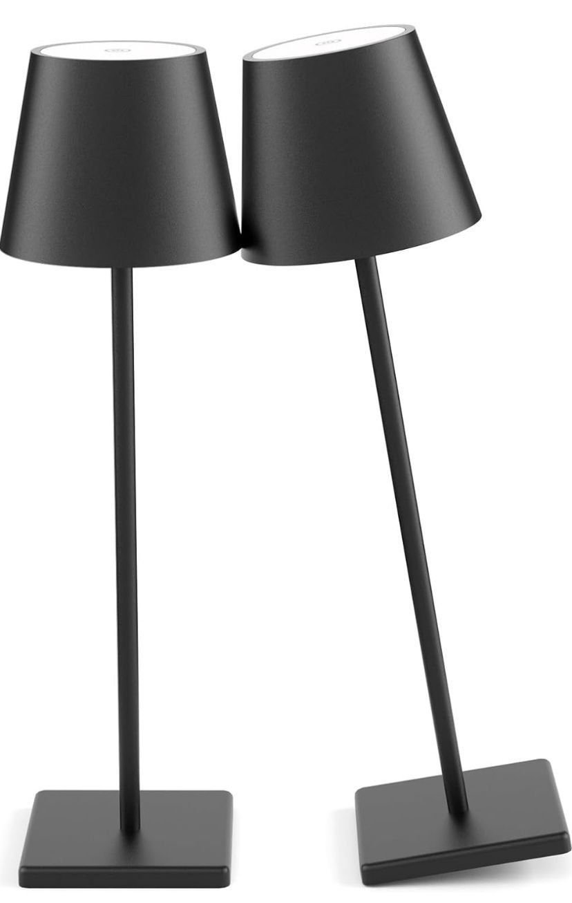 2-Pack LED Cordless Table Lamp, Rechargeable Battery, dimmable