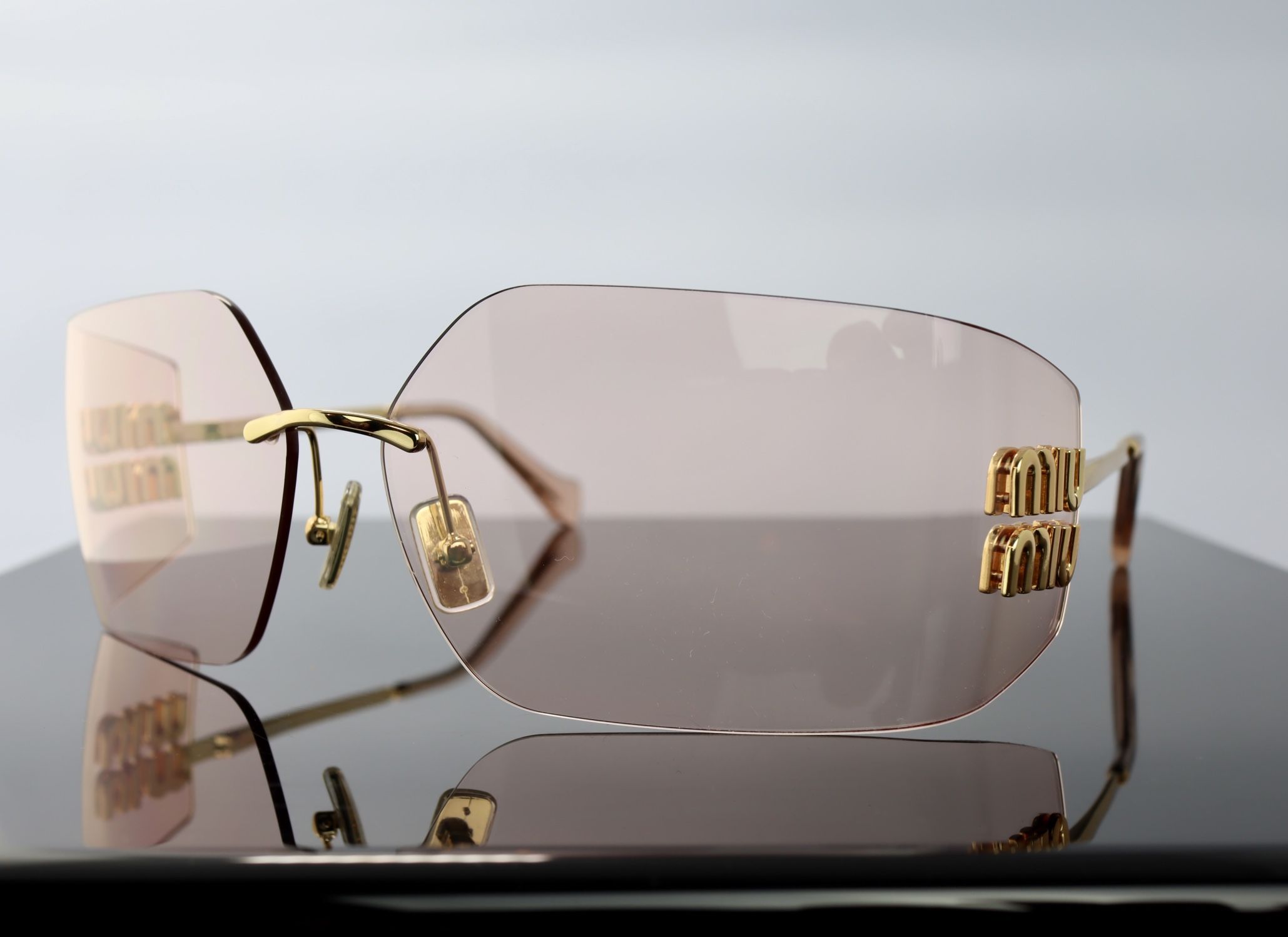 Miu Miu Oversized Runway Sunglasses in Pink Brown
