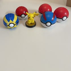 Nintendo Pikachu Amiibo And 3 Pokeballs 2 Lego Pokeballs