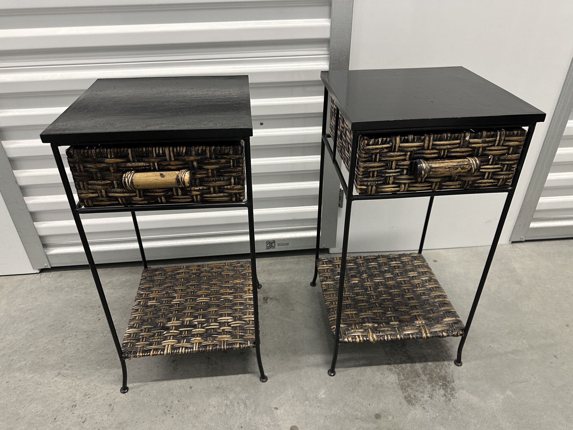 SIDE / END TABLES WITH WICKER DRAWERS