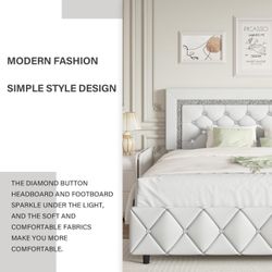 Princess Platform Bed with Diamond Design Full Size Bed Frame 