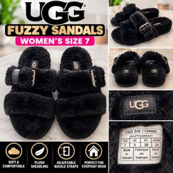 UGG Fuzzy Slide Sandals Women's Size 7