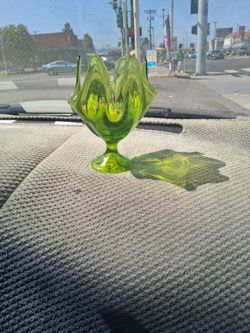 Green Art Glass Tulip Vase