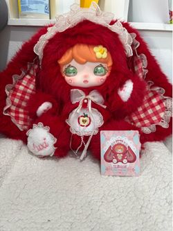 LUXI-Angel I Bunny 800% Series 3 Sweetheart Plush Red velvet Apple bunny