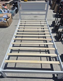 White twin bed frame
