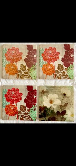 4 dazzling ceramic one of a kind COASTERS - All for $7