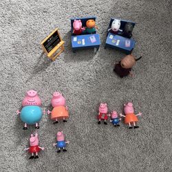 peppa pig school and family w/ extra figures