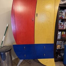 Colorful Sculptural Cabinet TV Entertainment Center - mid century modern