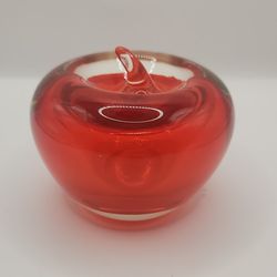 Blenko Red Apple Hand Blown Glass Paperweight