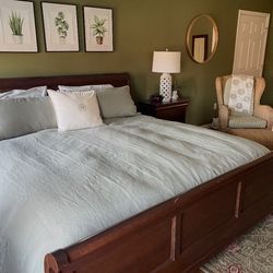 Free - King Size Sleigh Bed With Mattress And Boxspring