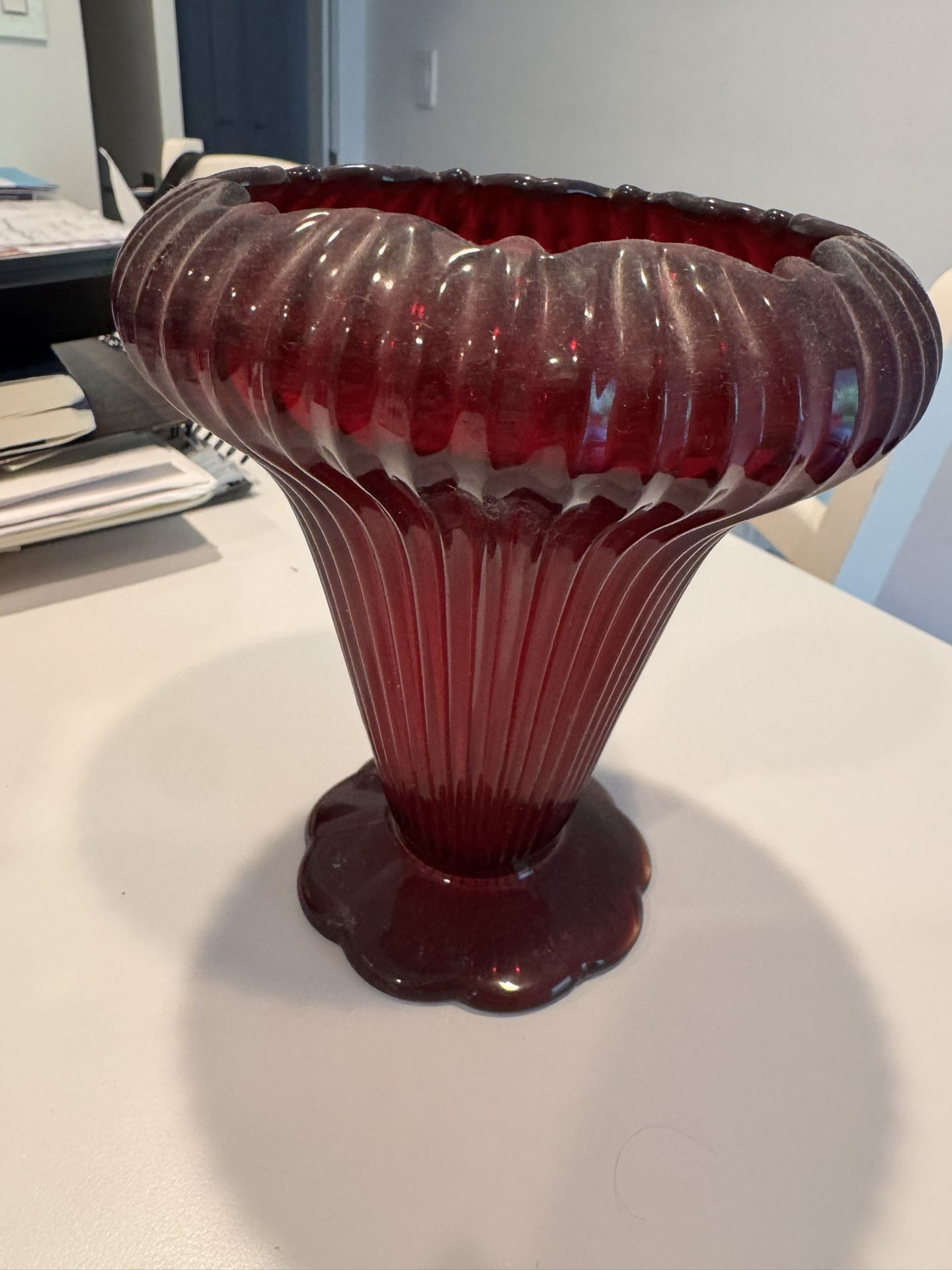 Antique Ruby Red Vase