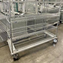 Warehouse Metal Carts Shelving Racks On Wheels Metro Brand Chrome Plated Wire Metal Shelves 