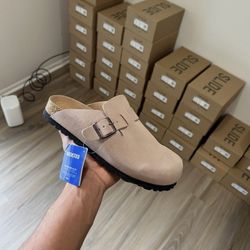 Black/tan Boston Birks 