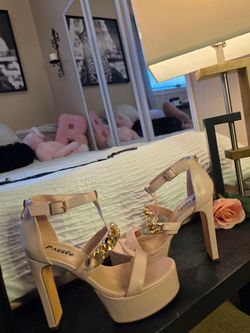 Pink platform Heels with Gold Chain