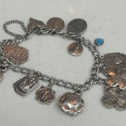 Sterling Silver Religious Charm Bracelet 
