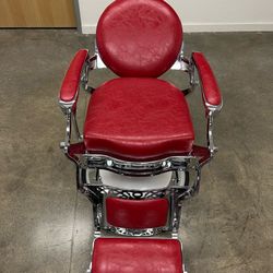 Chrome Barber Chair In red Or Black Leather 3860