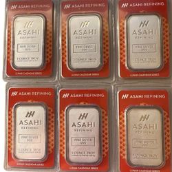 Lot Of Eight 2025 Asahi Lunar Series Year Of The Snake 1oz 999 Silver.