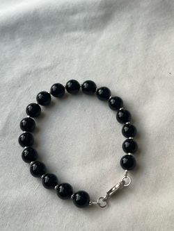 Black onyx sterling silver bracelet