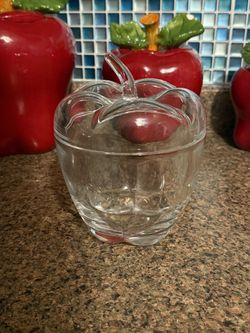 Glass apple candy jar