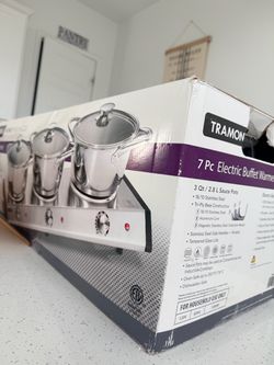 TRAMONTINA 80154/533DS 7-PIECE TRIPLE-HOB ELECTRIC BUFFET WARMER 110 VOLTS (ONLY FOR USA)